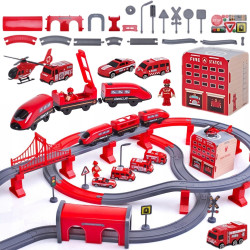 WOOPIE Electric Train Car Track Fire Helicopter Cars 92 pcs.