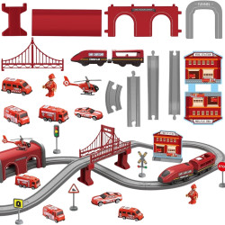 WOOPIE Pendolino Electric Train Set Fire Department 66pcs.