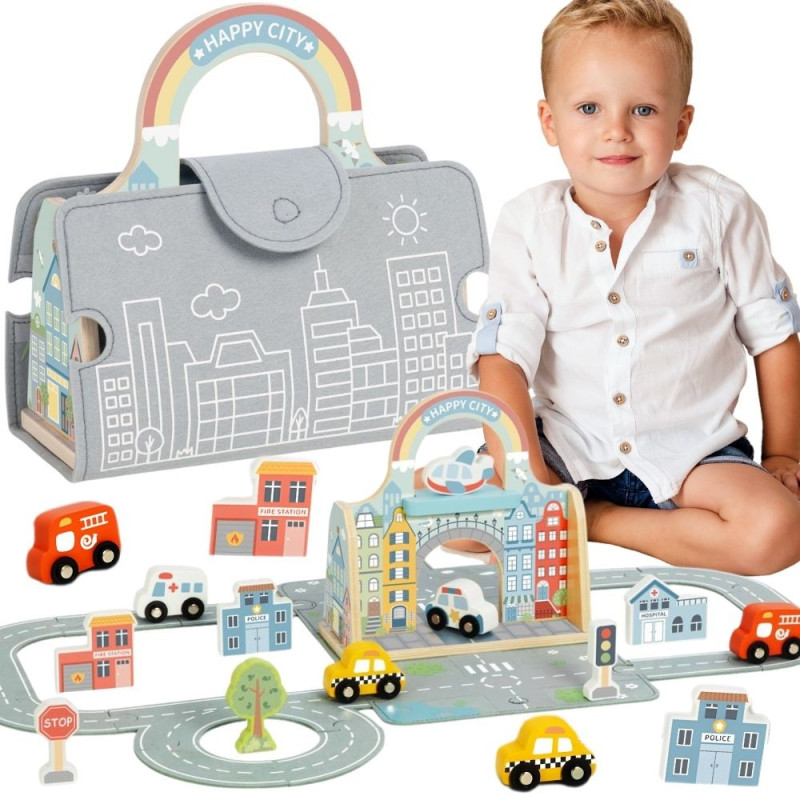 TOOKY TOY Mini City Portable Cars Bag Set