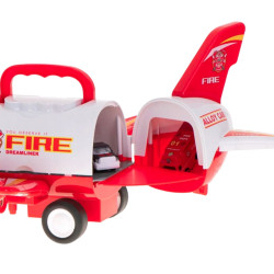 WOOPIE Foldable Plane Fire Department Transporter with 3 Fire Trucks XL Set Road Signs