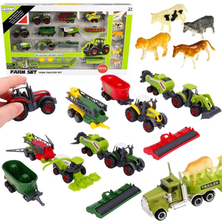 WOOPIE Set of Tractors and Agricultural Machines with Animals