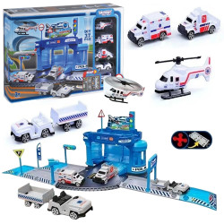 WOOPIE Theme Set: Airport Police Station with Cars and Helicopter, 37 pcs.