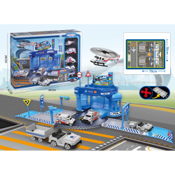 WOOPIE Theme Set: Airport Police Station with Cars and Helicopter, 37 pcs.