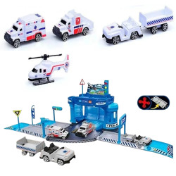 WOOPIE Theme Set: Airport Police Station with Cars and Helicopter, 37 pcs.